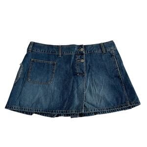 NWT Vtg Y2K 2000s Old Navy Ruffle Denim Micro Mini Skirt Sz 14 Indie Grunge